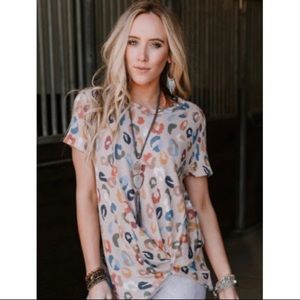 Multicolored Leopard Print Tee